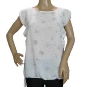 Black Tape White Floral Side Tie Blouse